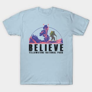 Believe!! Bigfoot hiking in Yerllowstone National Park - Bigfoot in Yellowstone T-Shirt